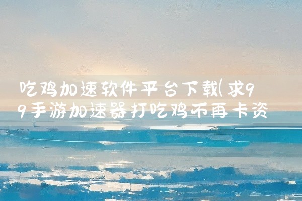 吃鸡加速软件平台下载