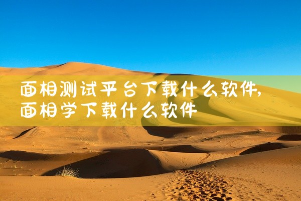 面相测试平台下载什么软件