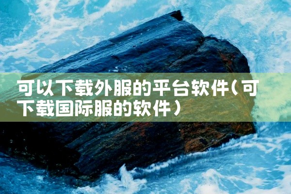 可以下载外服的平台软件