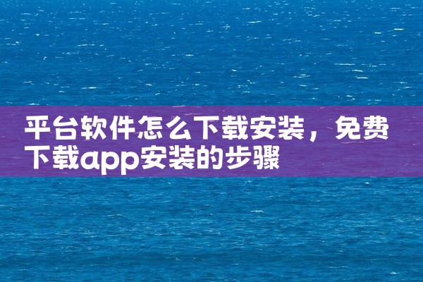 平台软件怎么下载安装